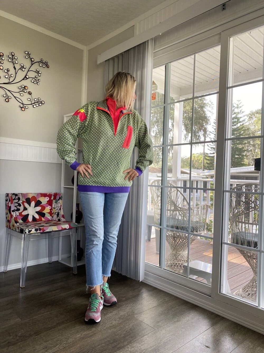 Peregrine Pullover Vintage ski sweater wool acrylic size L`